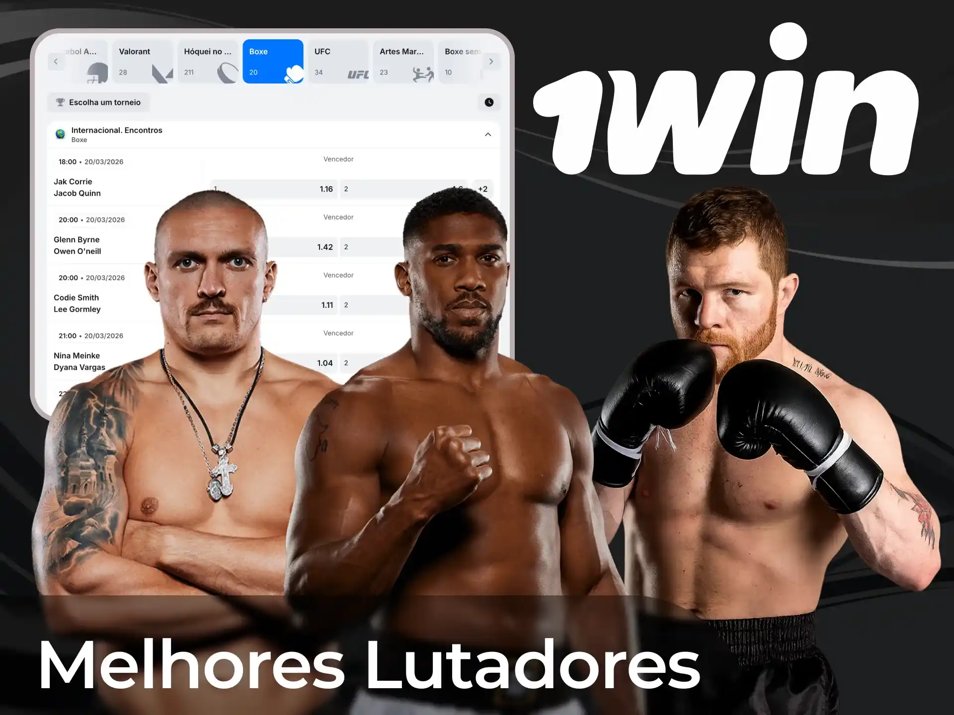 Conheça os melhores lutadores de boxe para apostar hoje na 1win.