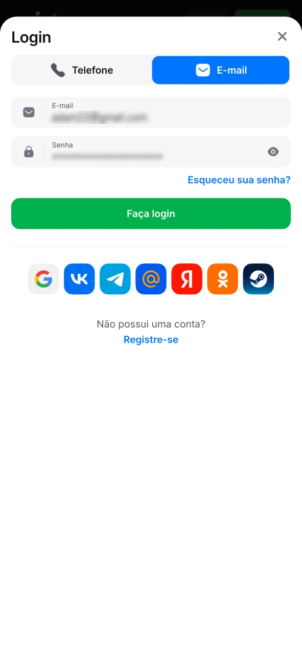 Inicie sessão na conta 1win utilizando os seus dados de registo.