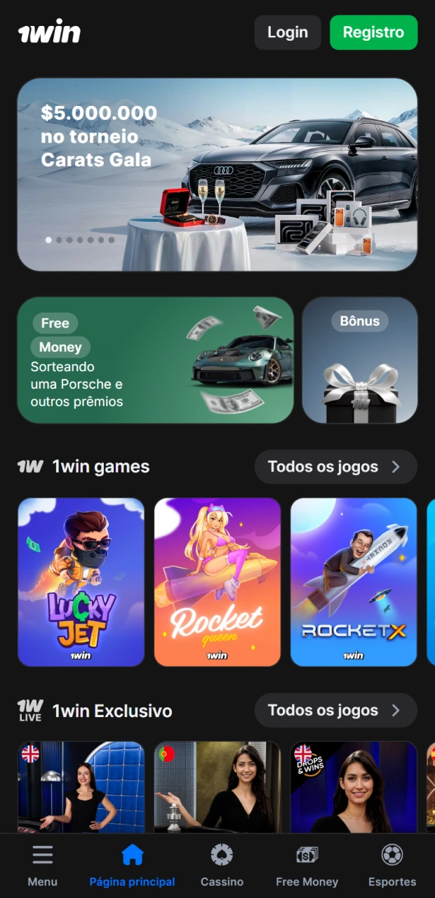 Abra o site oficial 1win.